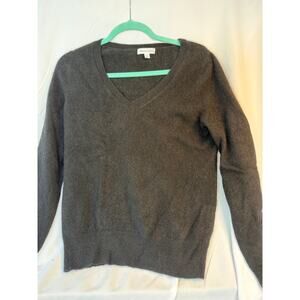 Prologue 100% Cashmere Black V NeckS weater Lg Minimalisr Quiet Lux